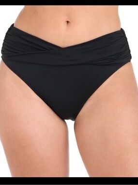 La Blanca Women's Island Goddess Mid-Waist Twist Front Swimsuit Bottom NWT 12